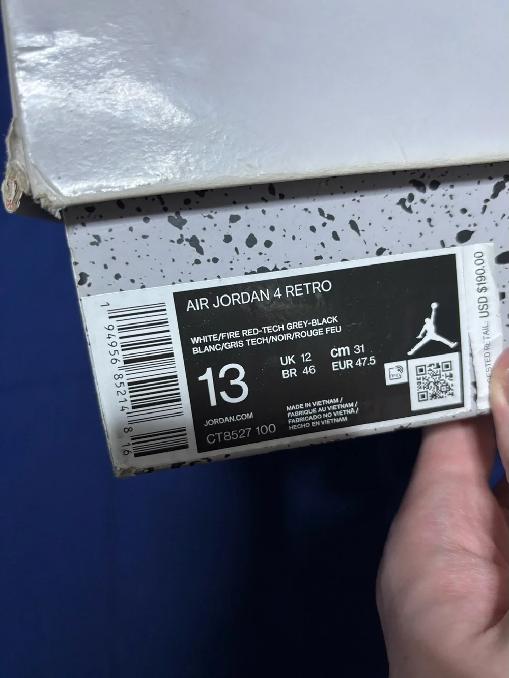 Jordan 4 Retro White Oreo 2021 Size 13